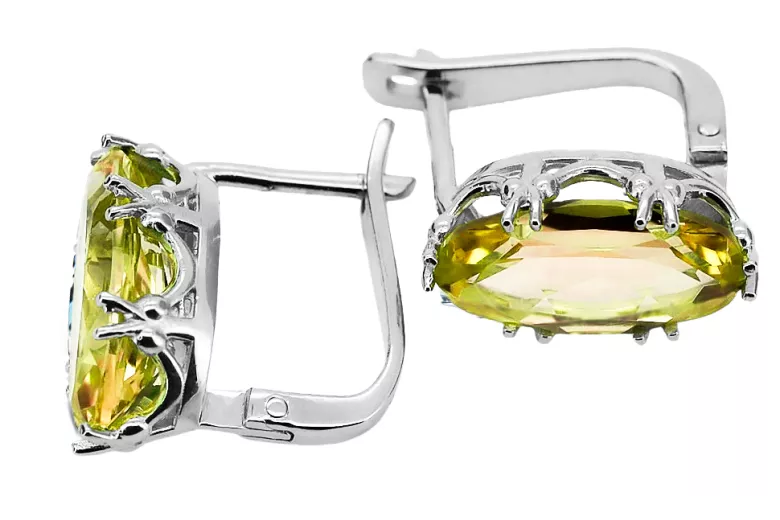 Sterling silver 925 Yellow Peridot Earrings Vintage Jewlery vec021s
